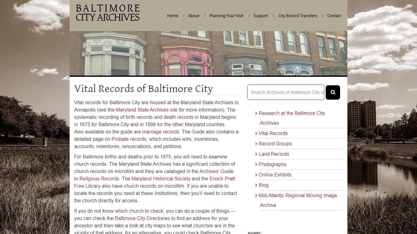Vital Records of Baltimore City - Maryland State Archives